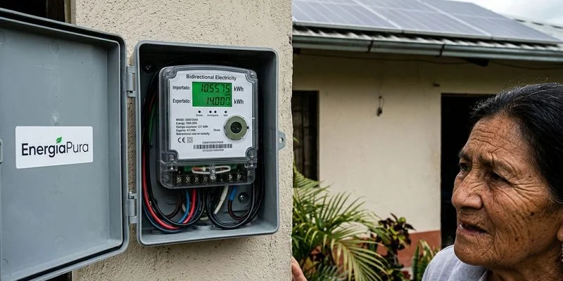 Medidor bidireccional digital instalado y funcionando para generación distribuida solar