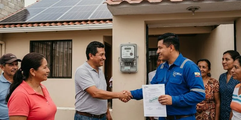 Propietario con sistema solar conectado legalmente a la red gracias a regulación ARCONEL